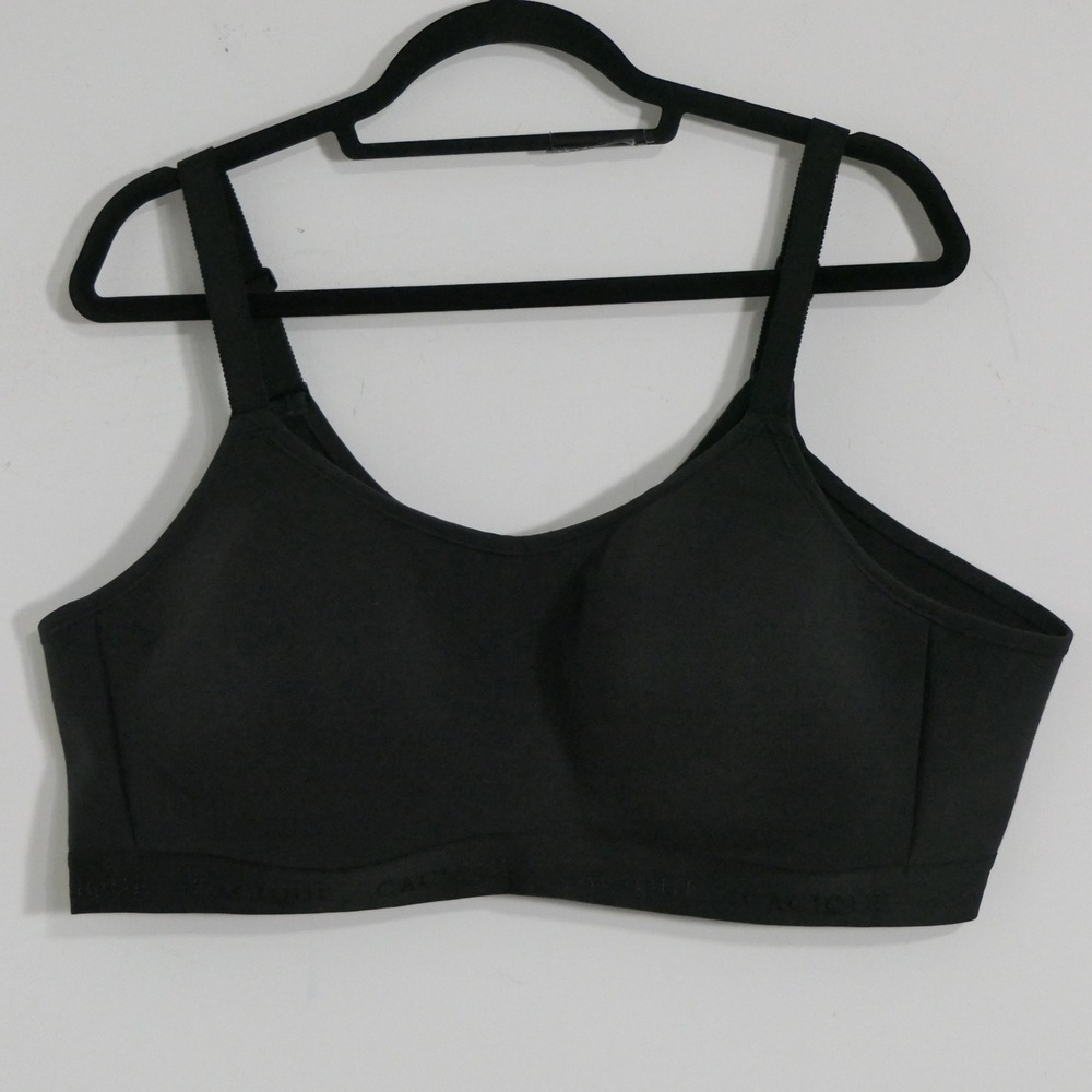 Cacique Womens Bra 48B Black Cotton LL NW Scoop Wireless Minimalist 1127825
